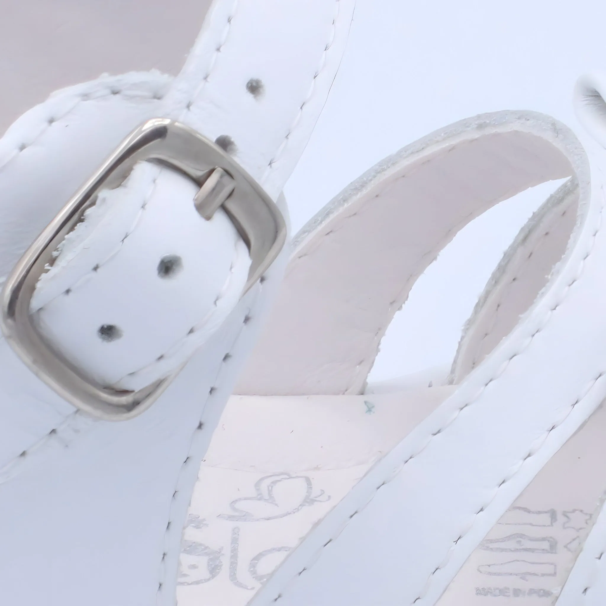 'Olivia' Girls White Leather Open-Toe Sandals