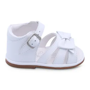 'Olivia' Girls White Leather Open-Toe Sandals