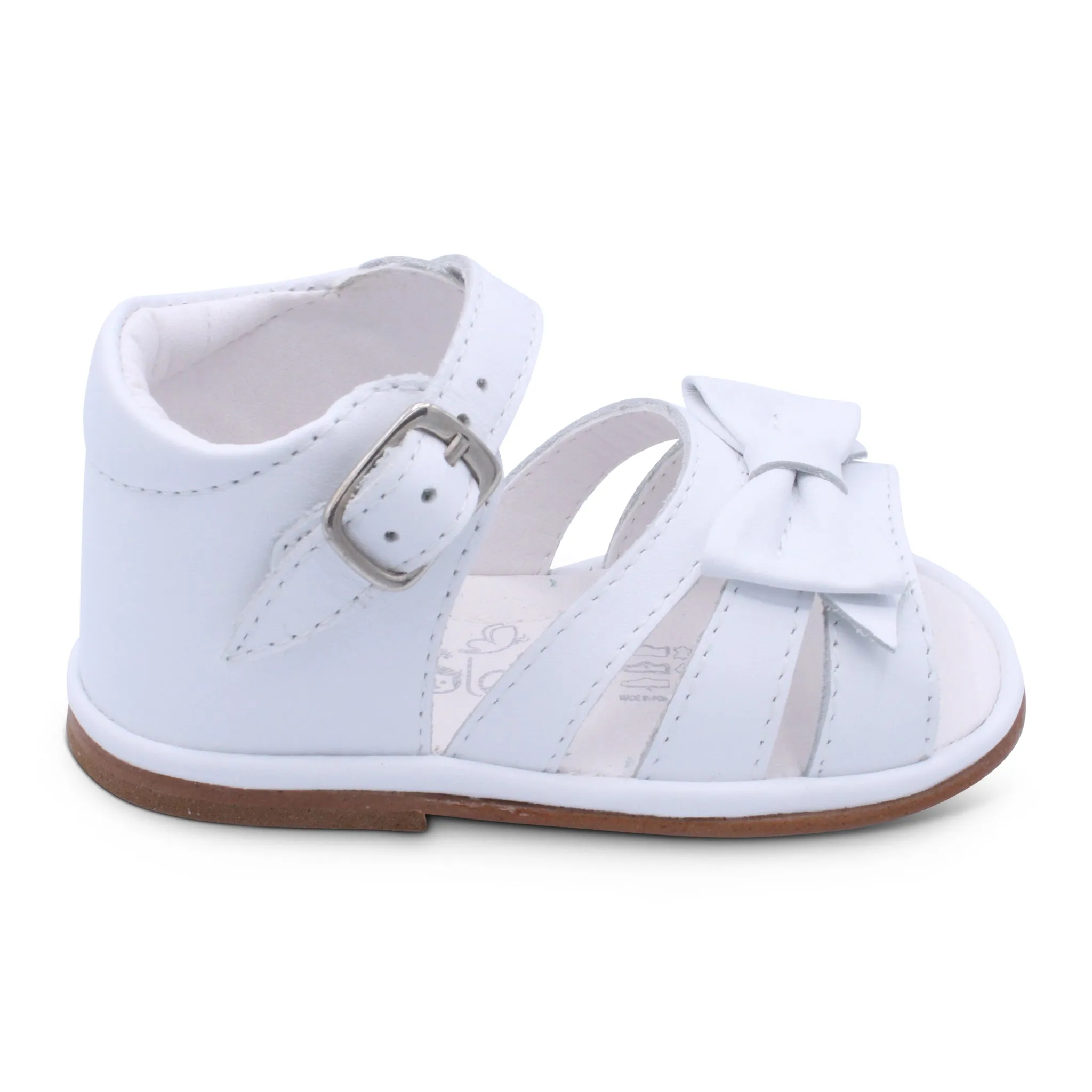 'Olivia' Girls White Leather Open-Toe Sandals