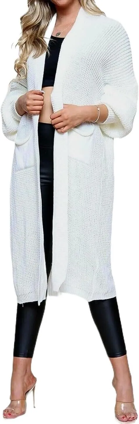 Open Front Balloon Sleeve Long Cardigan