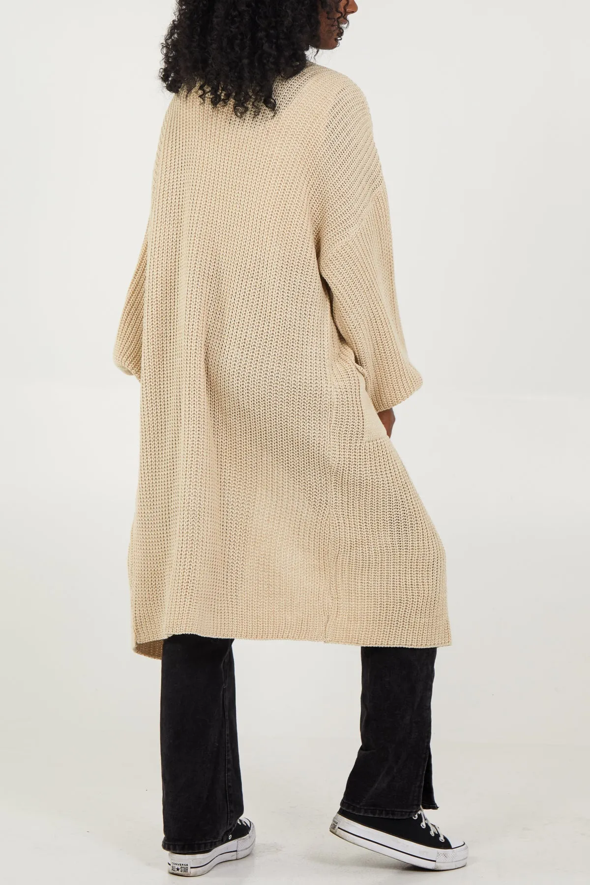 Open Front Balloon Sleeve Long Cardigan