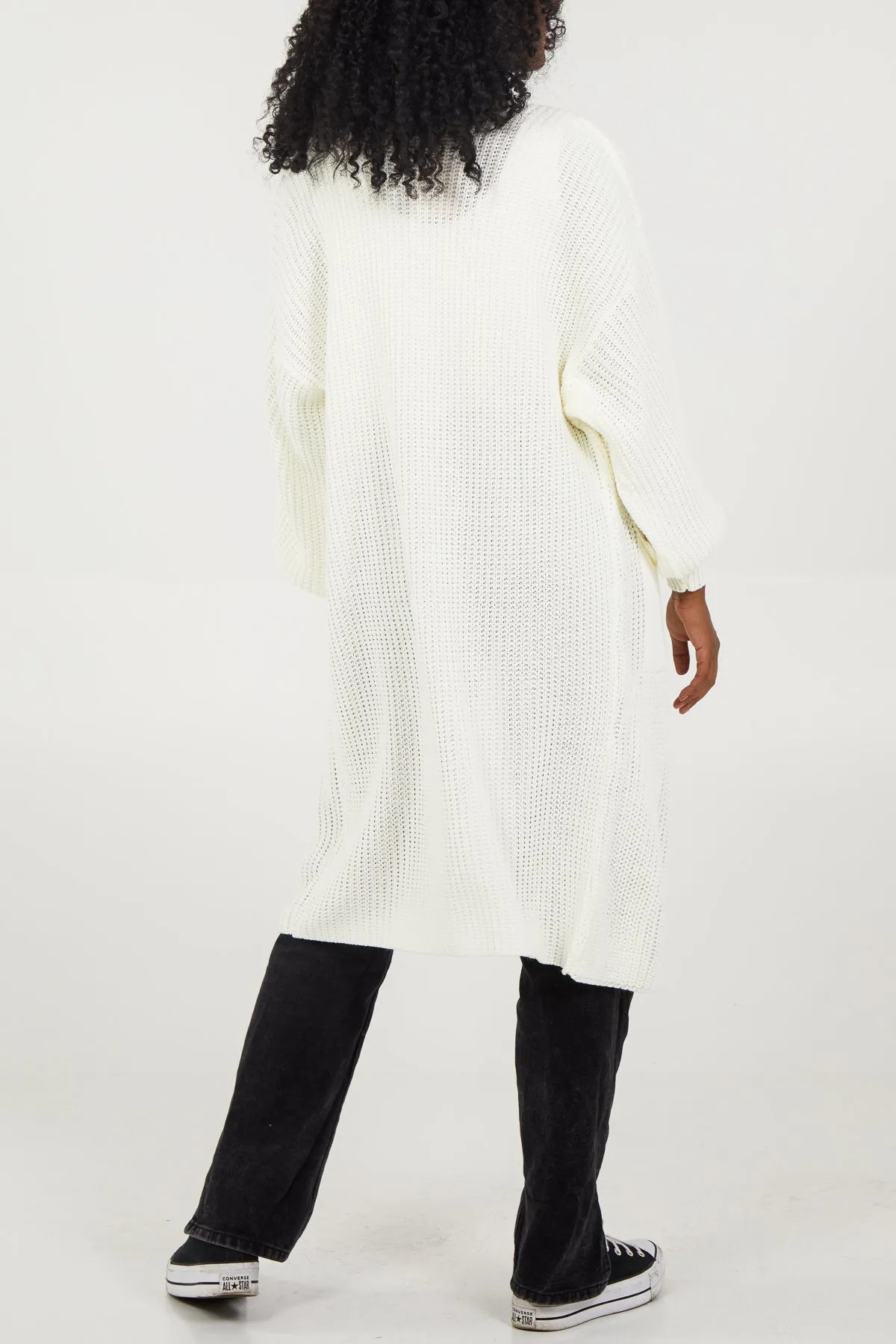Open Front Balloon Sleeve Long Cardigan