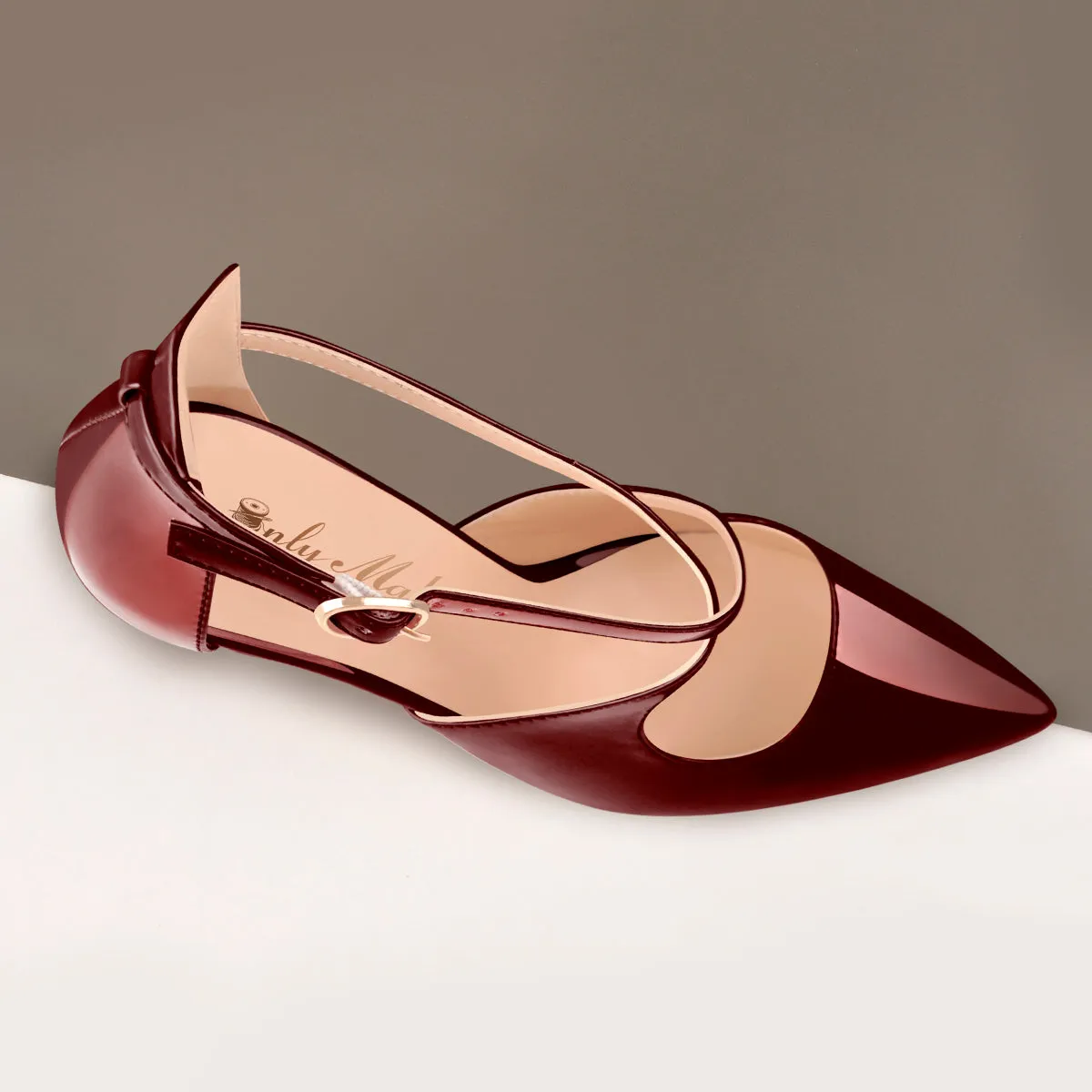 Patent Leather Pointed Toe Cross Strap High Heel Pumps