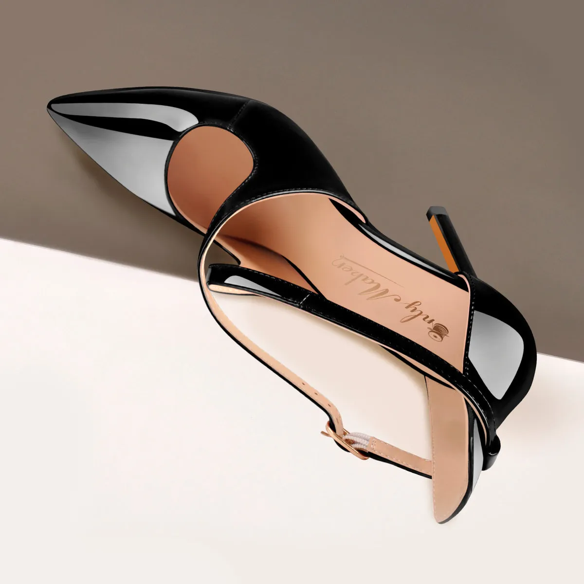 Patent Leather Pointed Toe Cross Strap High Heel Pumps