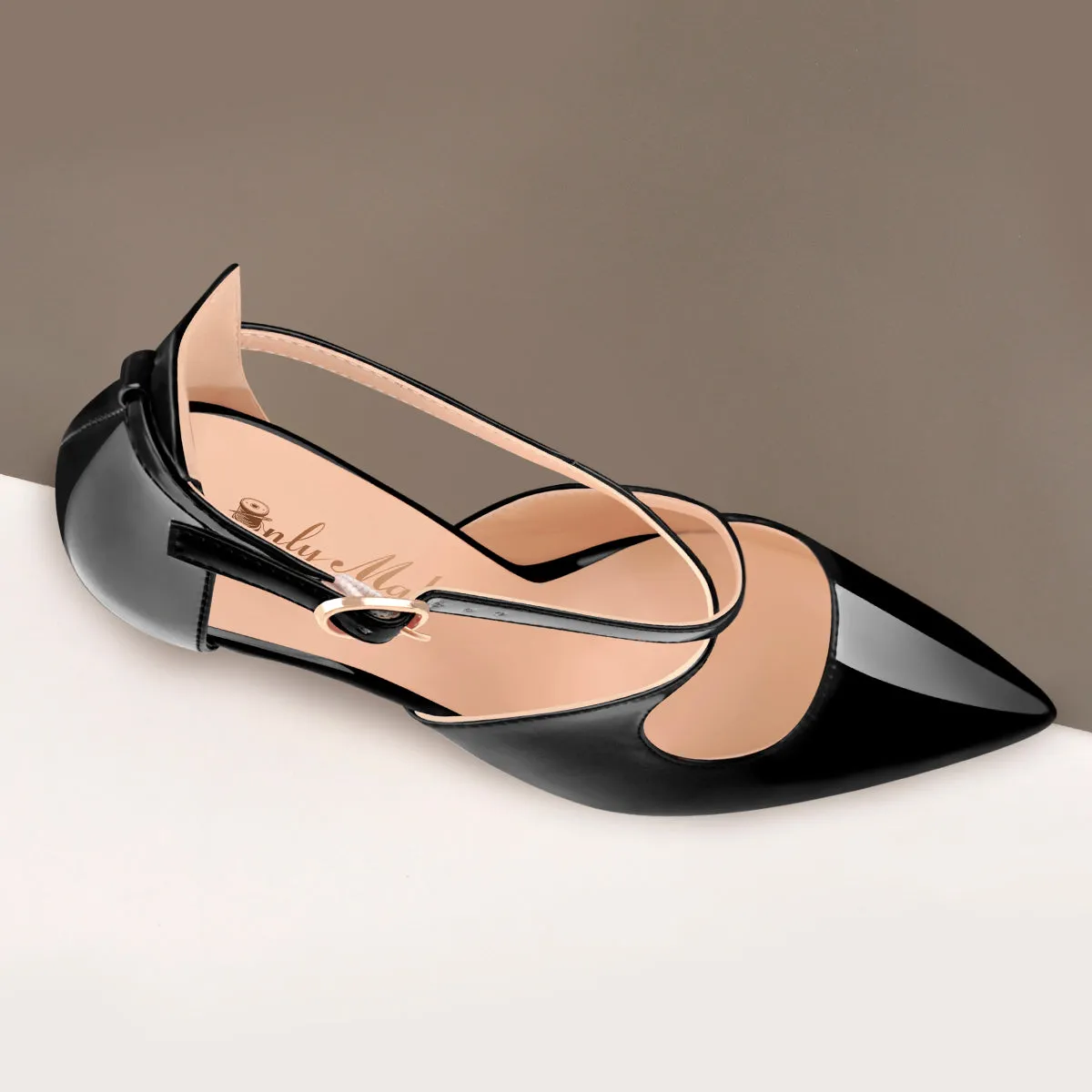 Patent Leather Pointed Toe Cross Strap High Heel Pumps