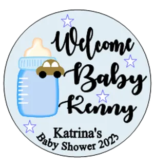 Personalised Baby Shower 'Welcome' Badge Blue