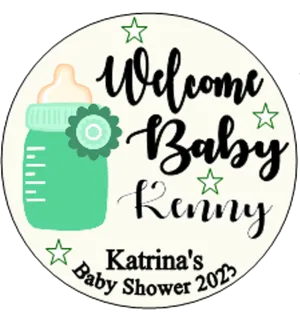 Personalised Baby Shower 'Welcome' Badge Green