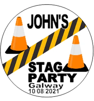 Personalised Caution Stag Party Badge