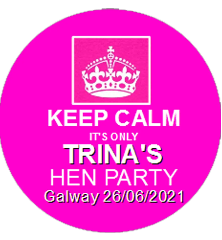 Personalised Keep Calm Hen Party Badge