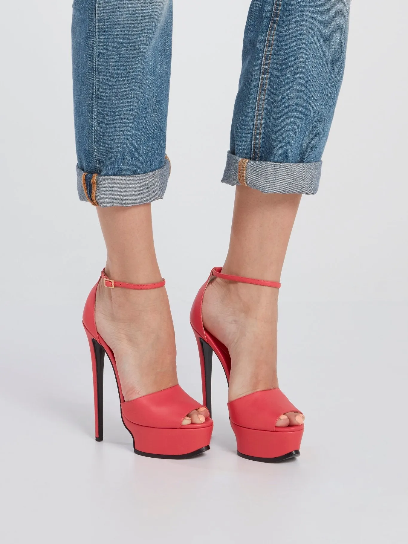 Pink Ankle Strap High-Heel Sandals