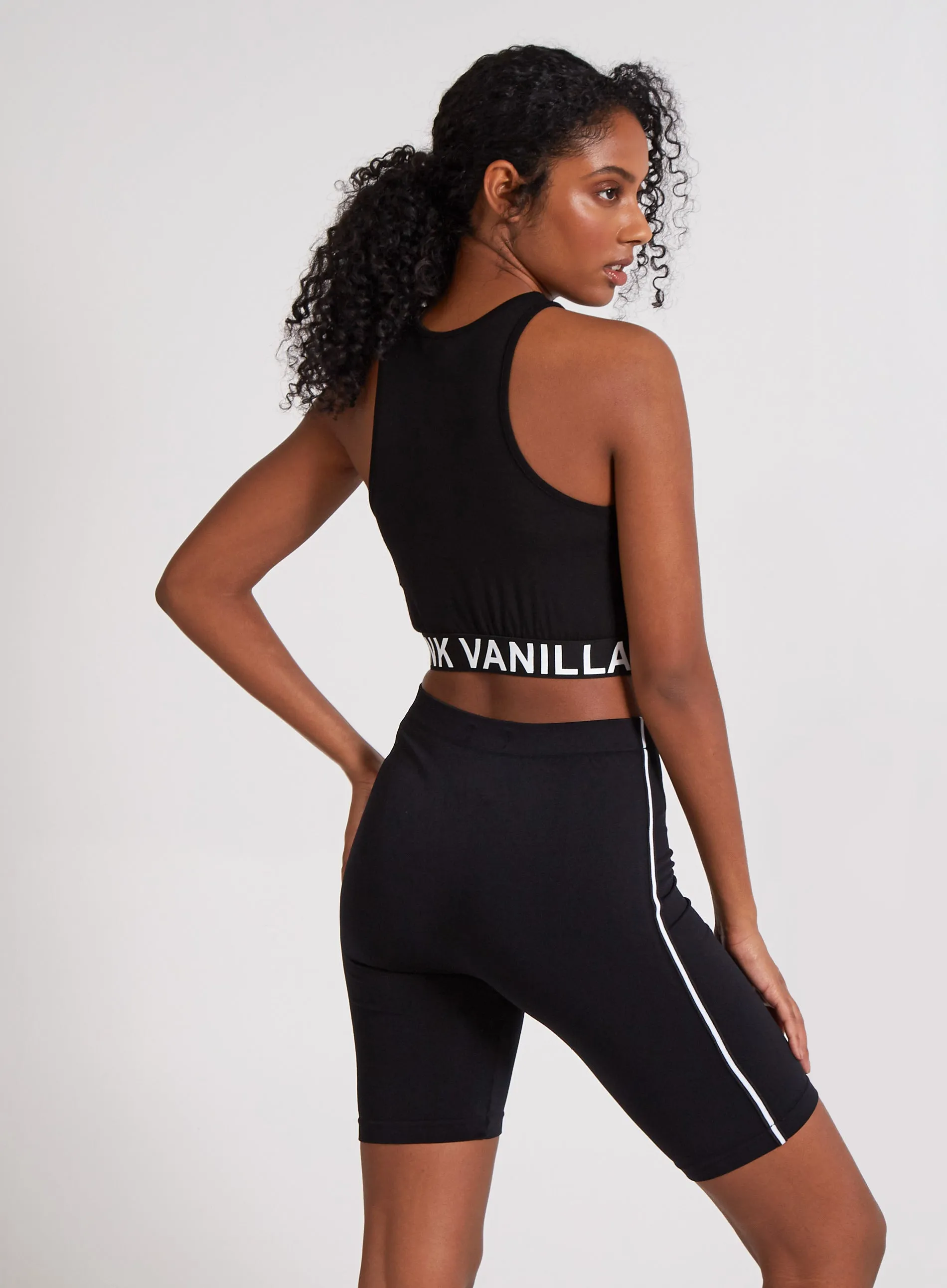 Pink Vanilla Logo Racer Back Crop Top