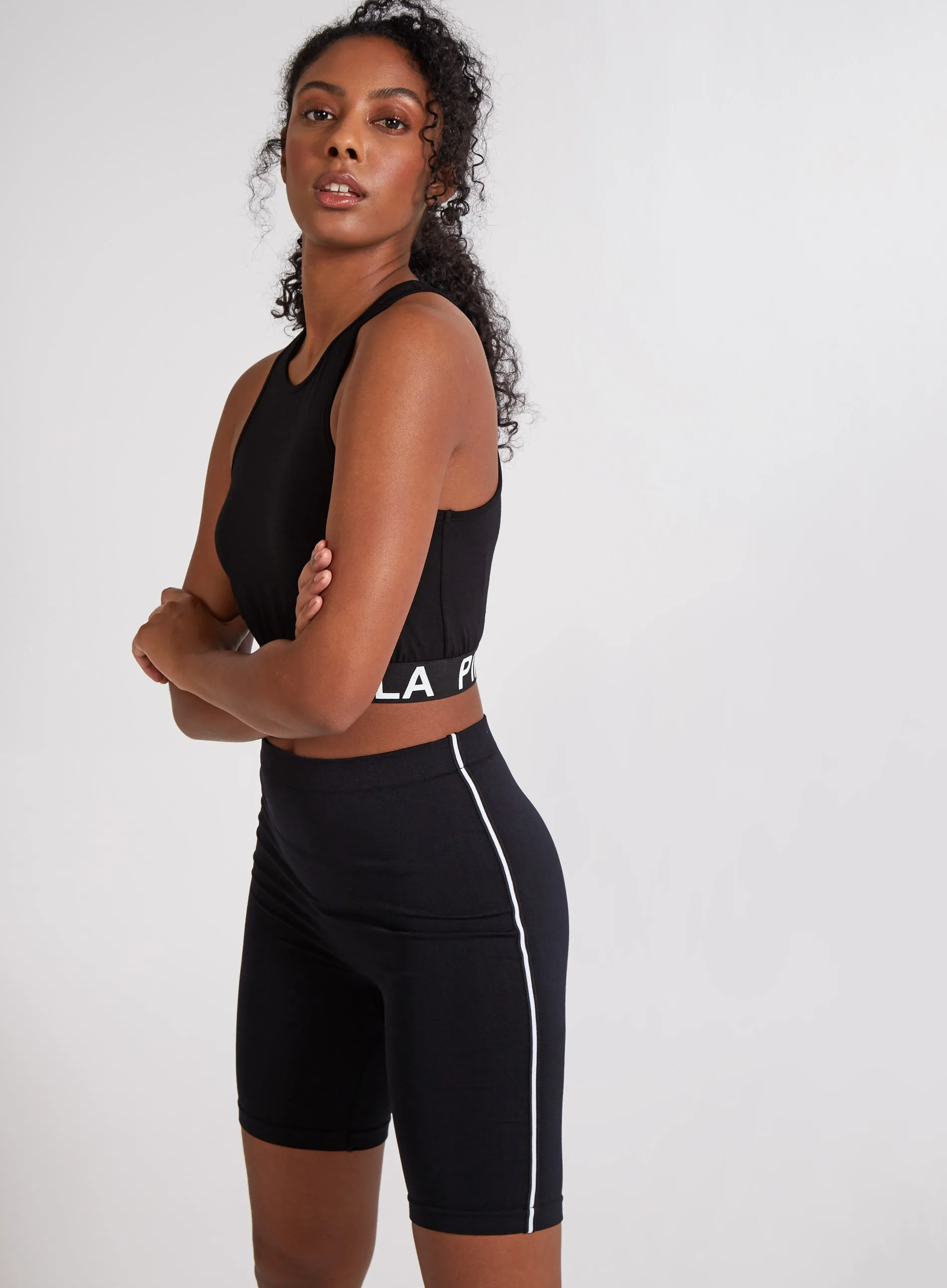 Pink Vanilla Logo Racer Back Crop Top