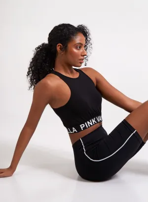Pink Vanilla Logo Racer Back Crop Top