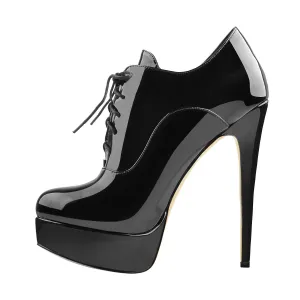 Platform High Heels Black Ankle Boots