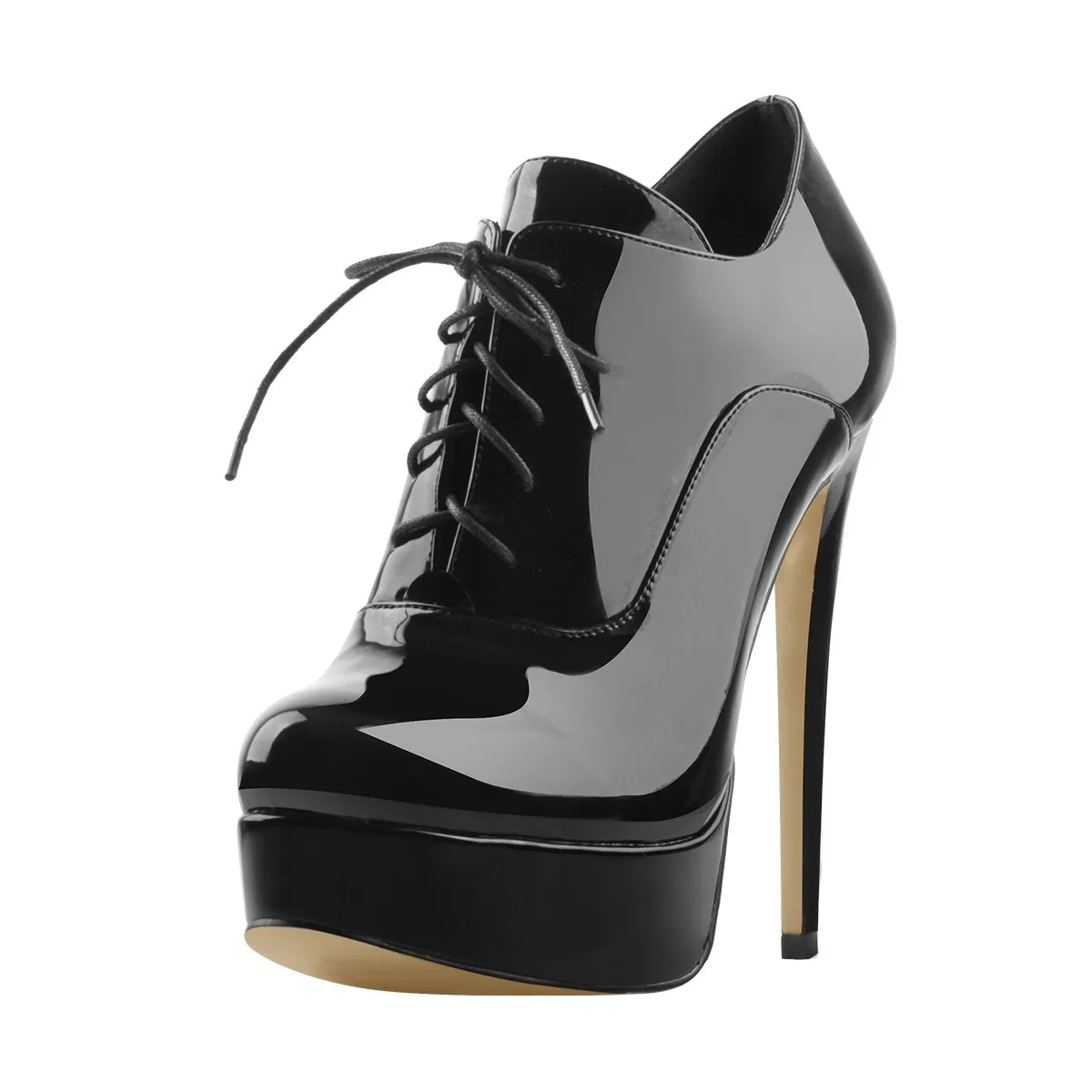 Platform High Heels Black Ankle Boots