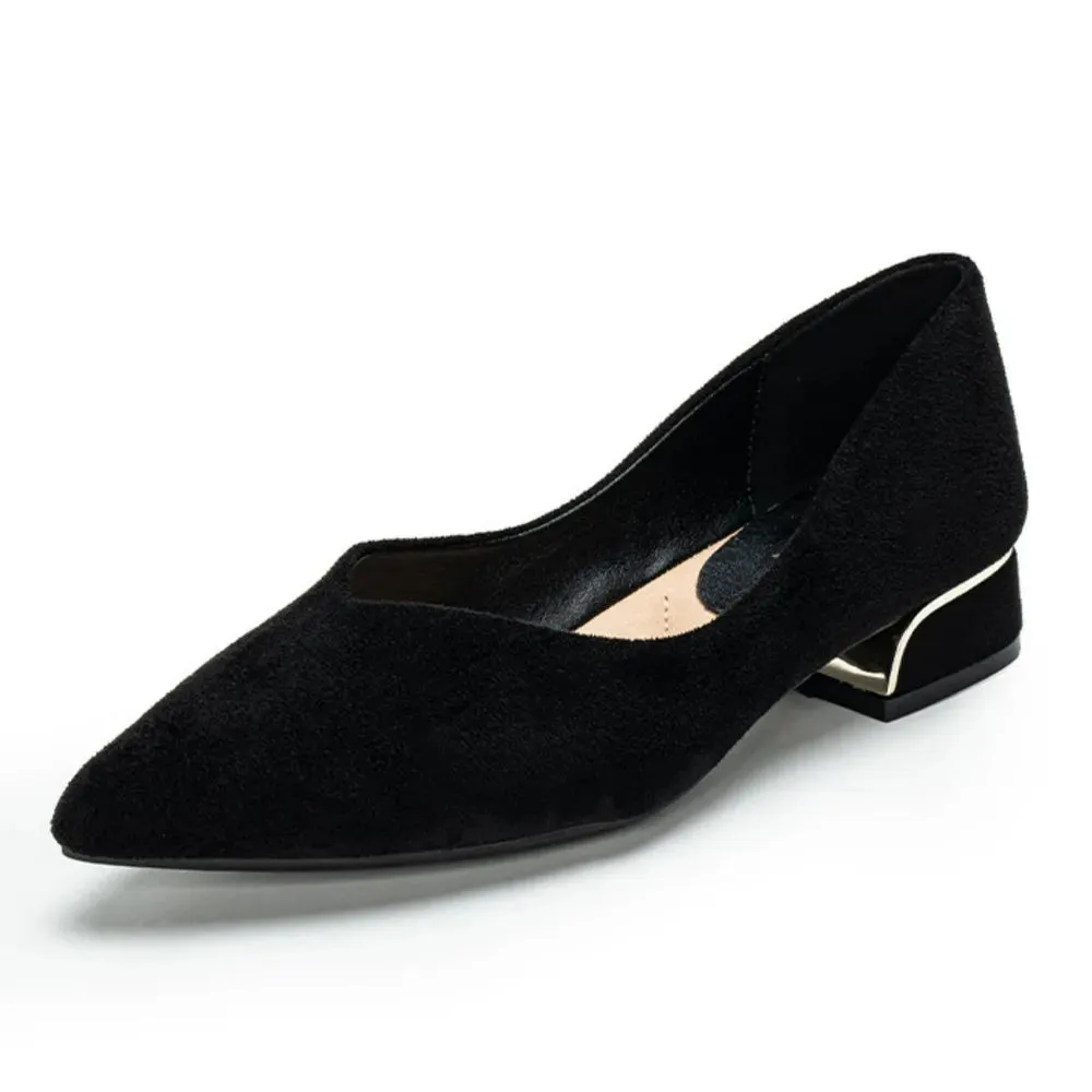Point Toe Block Heels Slip-Ons