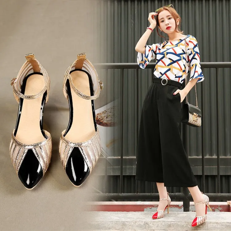 Pointed Toe Ankle Strap Sandals High Heels Shoes Woman 8197