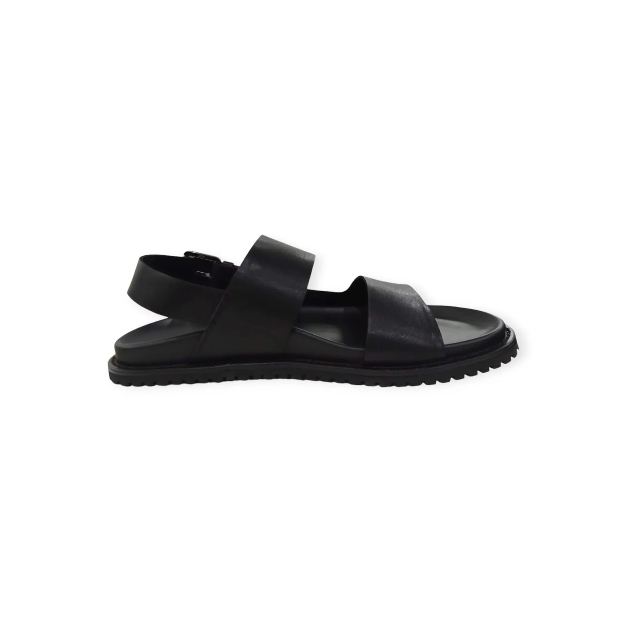 Polo Men's Double Ankle Strap Leather Sandals Black