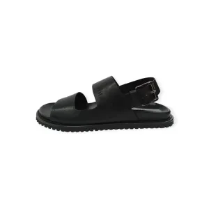 Polo Men's Double Ankle Strap Leather Sandals Black