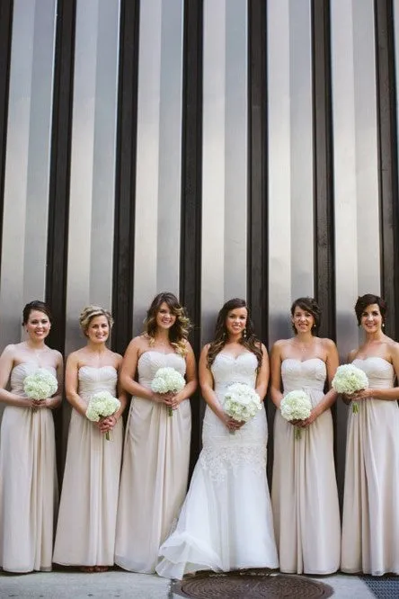 Popular Bridesmaid Dresses A-Line Long Chiffon Sweetheart Champagne Bridesmaid Dress OHS132