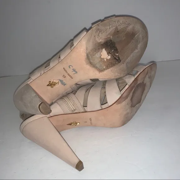 Pour La Victoire Nude Gladiator Lace Up High Heel