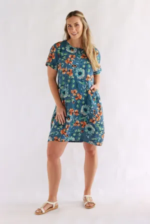 Princella Shift Dress In Blue Floral