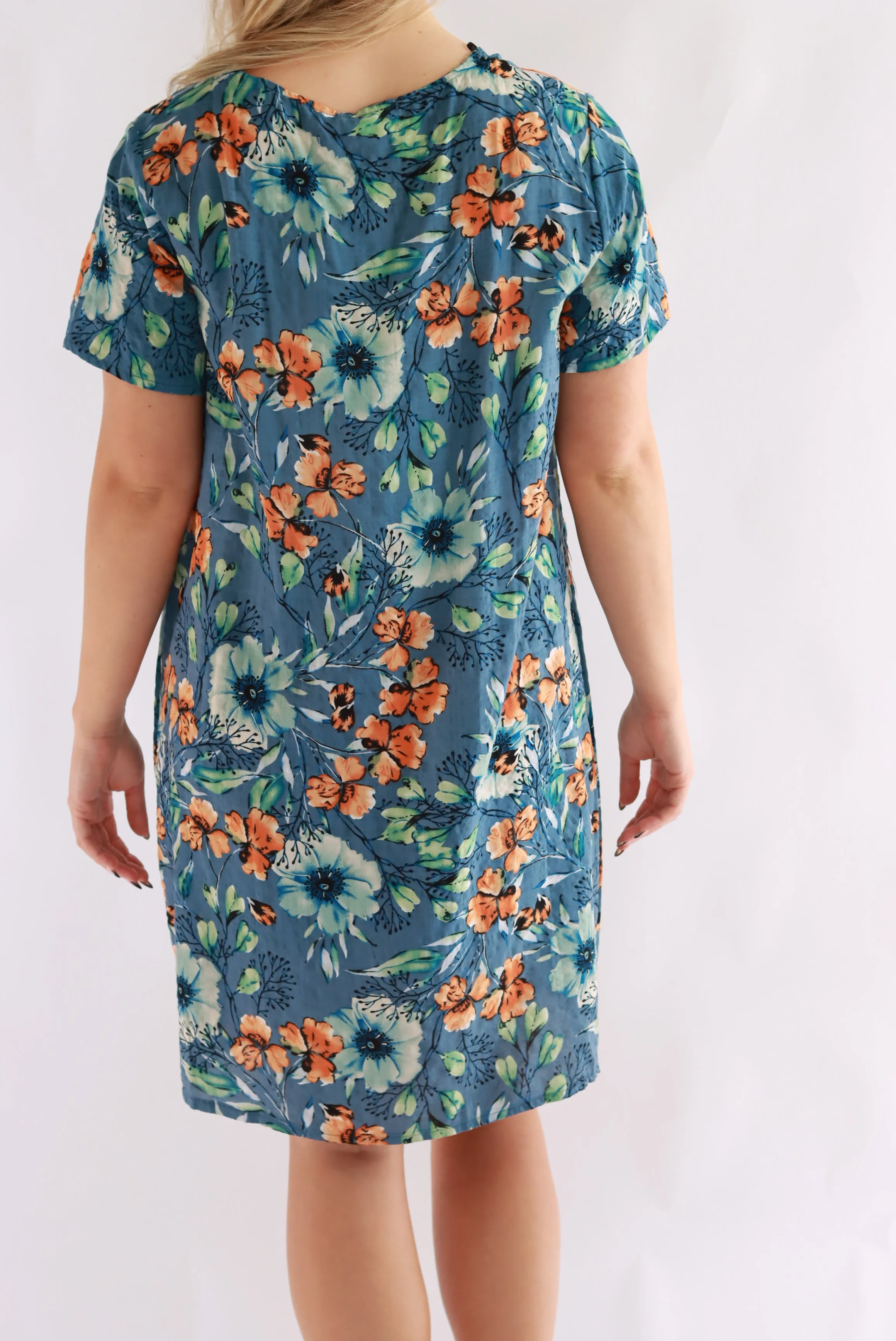 Princella Shift Dress In Blue Floral