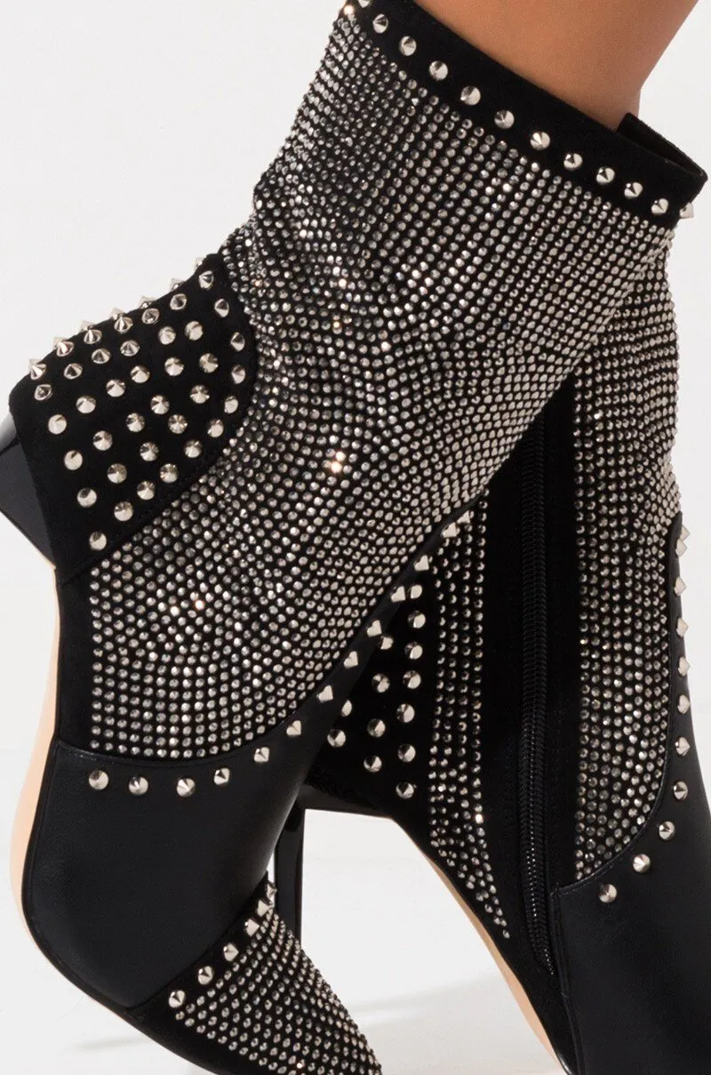 Punk Women Rivet Crystal Martin Boots High Heels Party Shoes