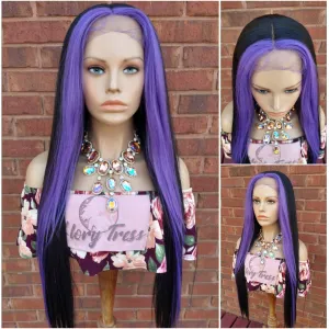 Purple and Black Lace Front Wig | Hd Lace Wig For Women | Straight  Ombre Purple Wig | Cosplay Halloween Party Wig | Glory Tress - FABULOUS