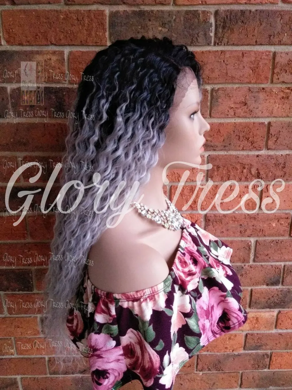 READY To SHIP // Silver Gray Lace Front Wig, Long Deep Wavy Wig, Ombre Platinum Silver Wig, Wigs, Soft Swiss Lace // STORMY