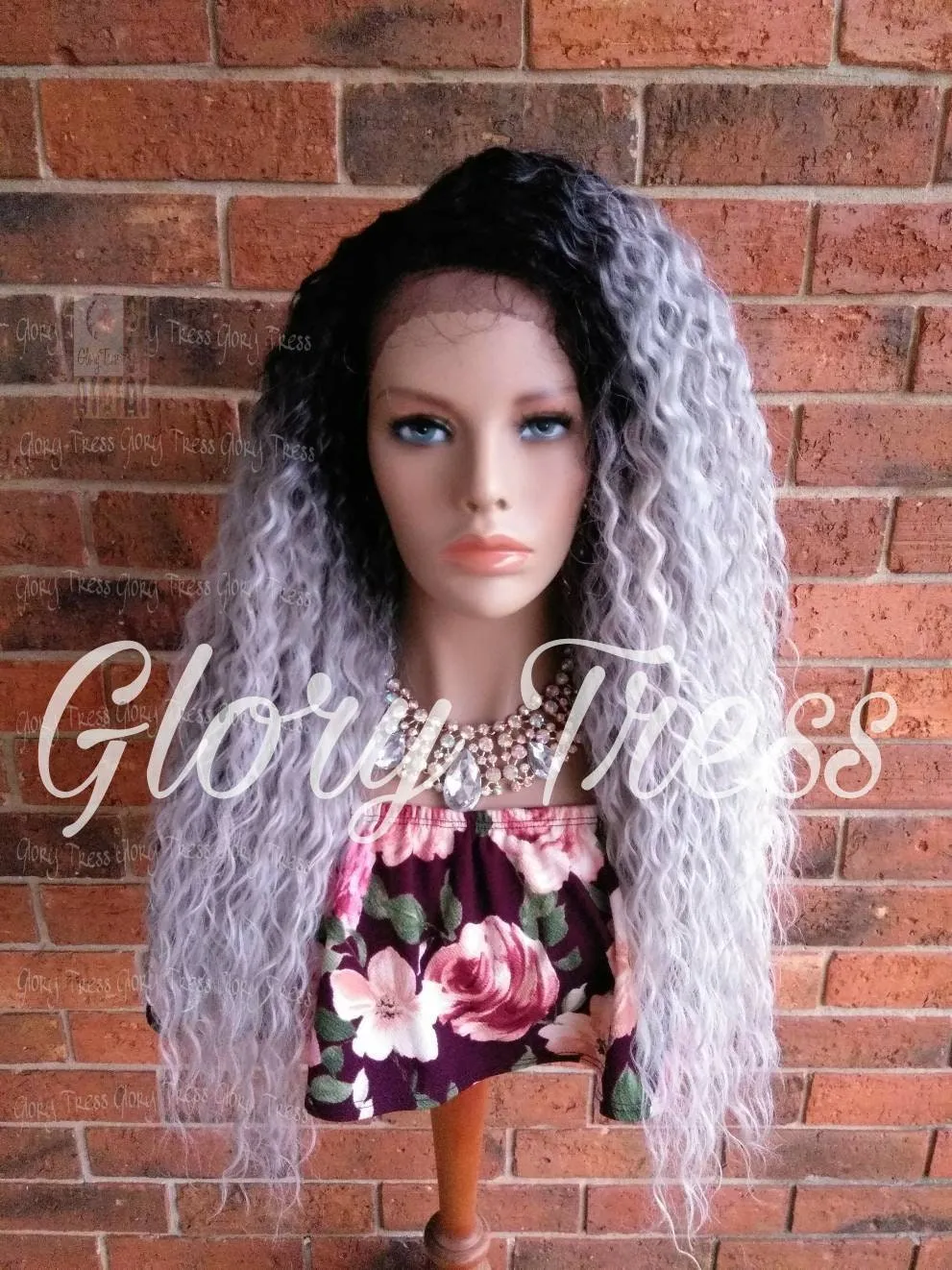 READY To SHIP // Silver Gray Lace Front Wig, Long Deep Wavy Wig, Ombre Platinum Silver Wig, Wigs, Soft Swiss Lace // STORMY