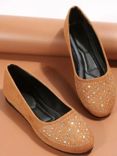 Rhinestone platte slip-ons