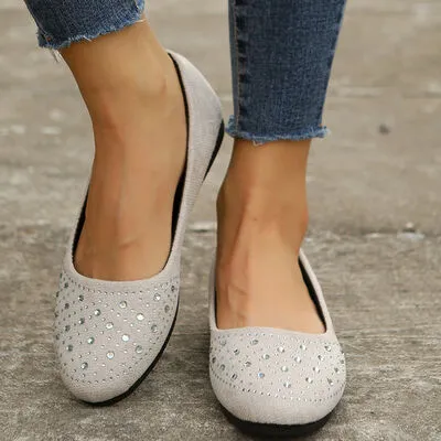 Rhinestone platte slip-ons