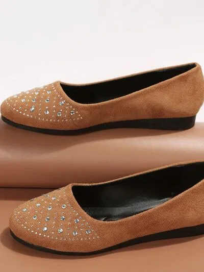 Rhinestone platte slip-ons