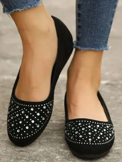 Rhinestone platte slip-ons
