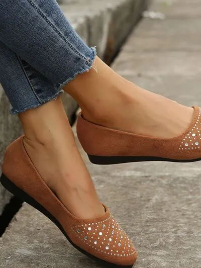 Rhinestone platte slip-ons