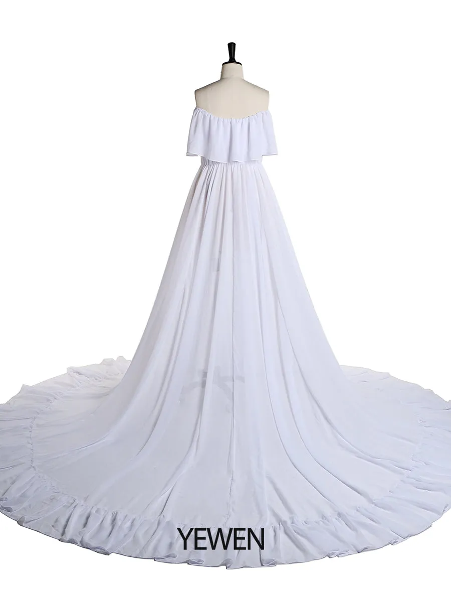Ruffled Off Shoulder Plus Size Maternity Dress for Photoshoot YD2105081