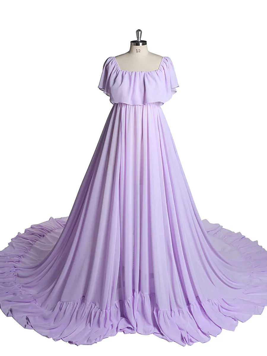 Ruffled Off Shoulder Plus Size Maternity Dress for Photoshoot YD2105081
