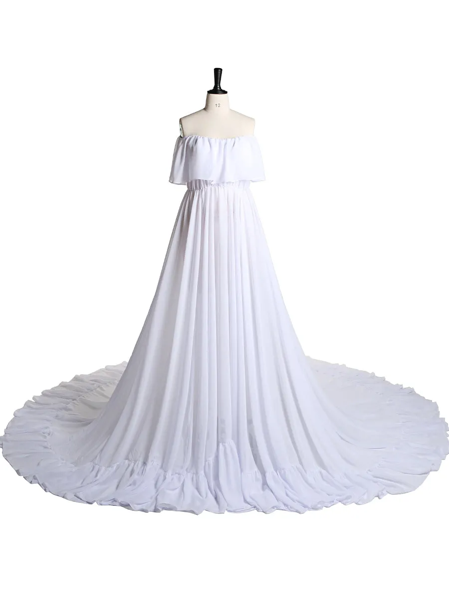 Ruffled Off Shoulder Plus Size Maternity Dress for Photoshoot YD2105081