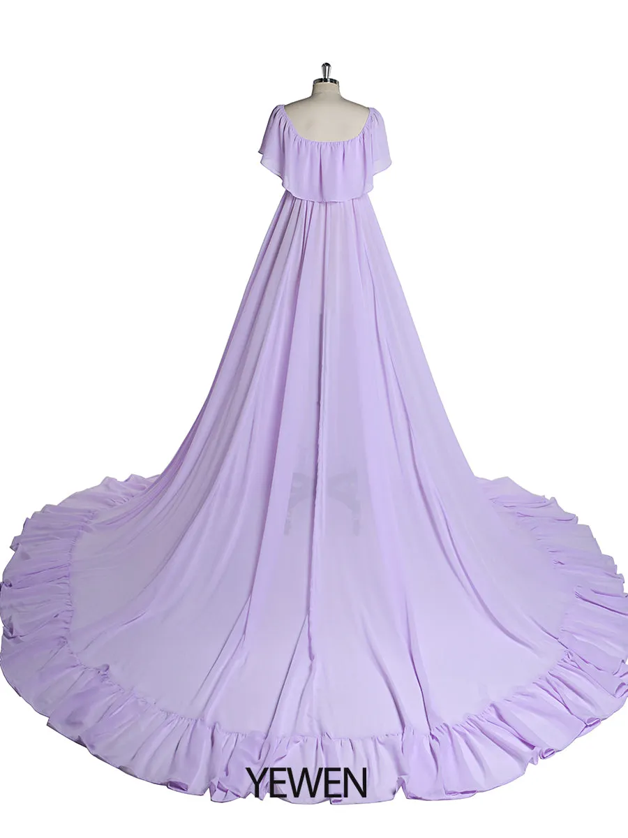 Ruffled Off Shoulder Plus Size Maternity Dress for Photoshoot YD2105081