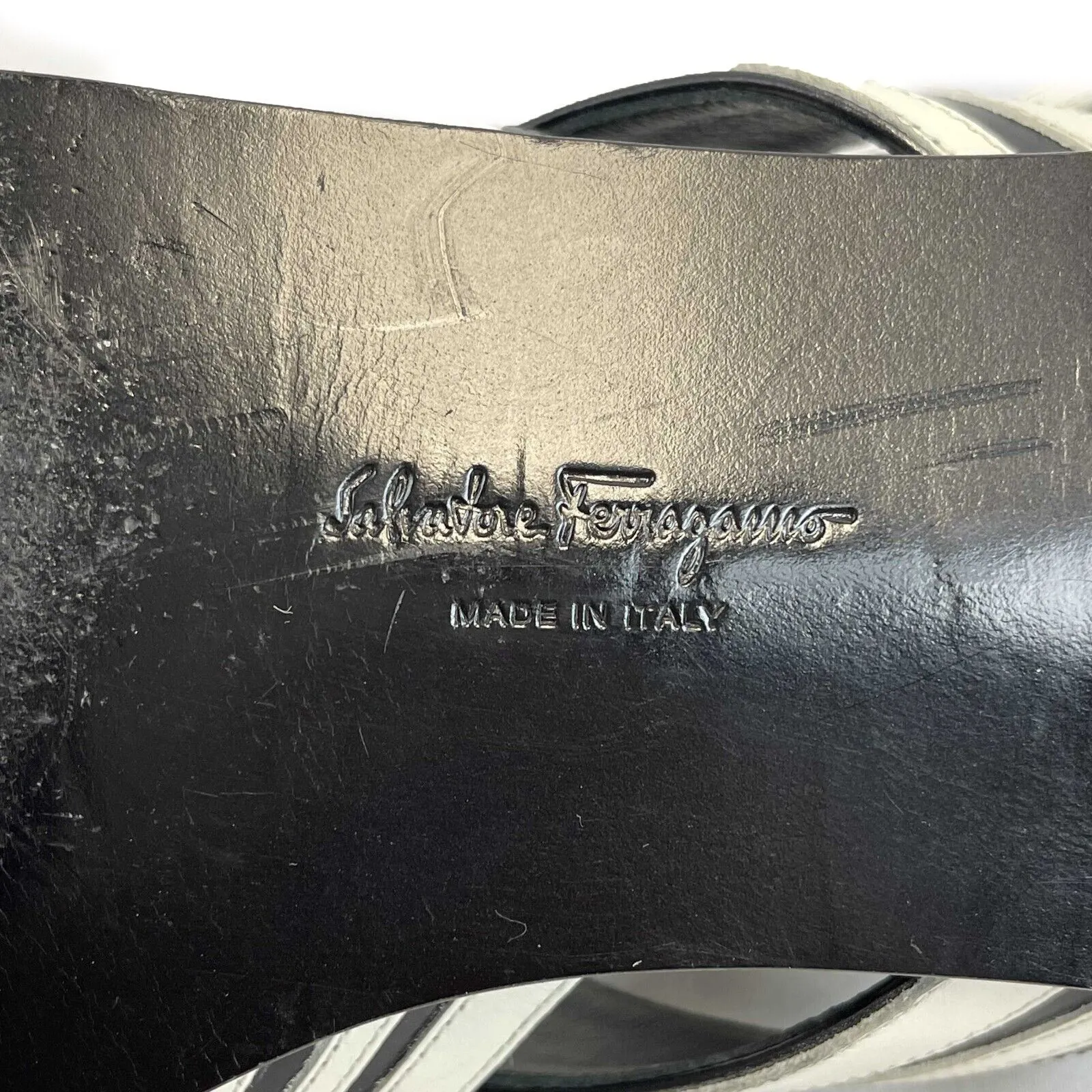 Salvatore Ferragamo - Black And White Ankle Strap Sandals - Size 8