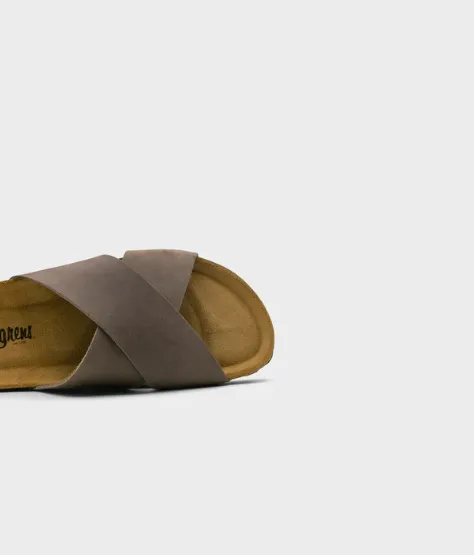 Sandgrens Soria Criss-Cross Cork Sandal in Walnut Brown