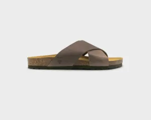 Sandgrens Soria Criss-Cross Cork Sandal in Walnut Brown