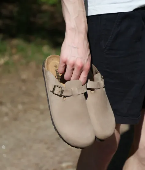 Sandgrens Toledo Closed-Toe Cork Sandal in Sandstone Beige