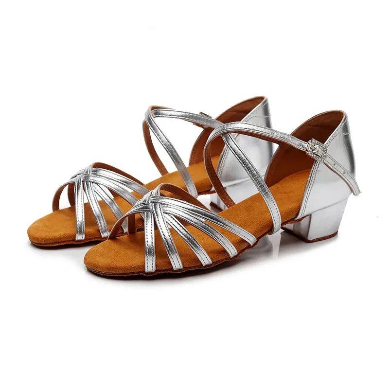 Sapatos De Danca Girl Dance Shoe Summer Kid High Heel Sandal Latin DanceShoe Soft Soled Square Dance Shoe Practice Dancing Shoe