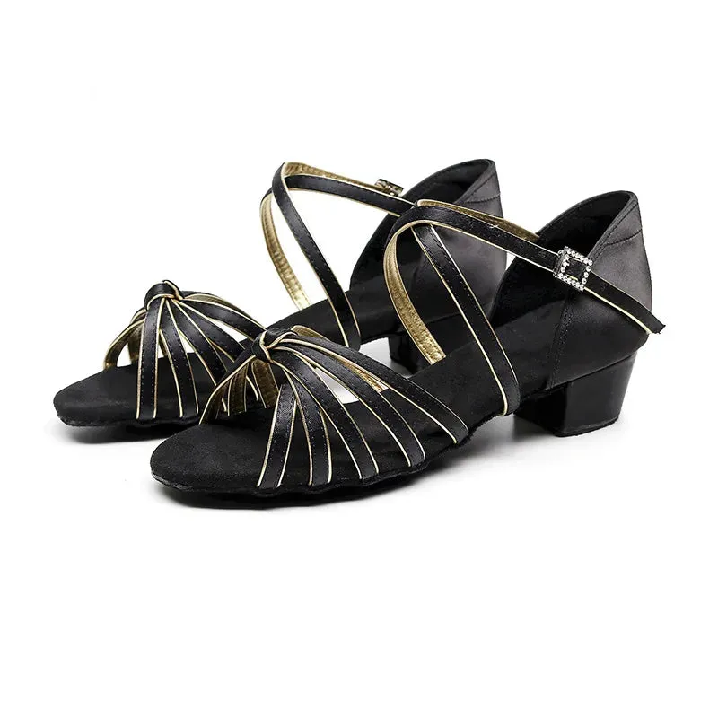 Sapatos De Danca Girl Dance Shoe Summer Kid High Heel Sandal Latin DanceShoe Soft Soled Square Dance Shoe Practice Dancing Shoe
