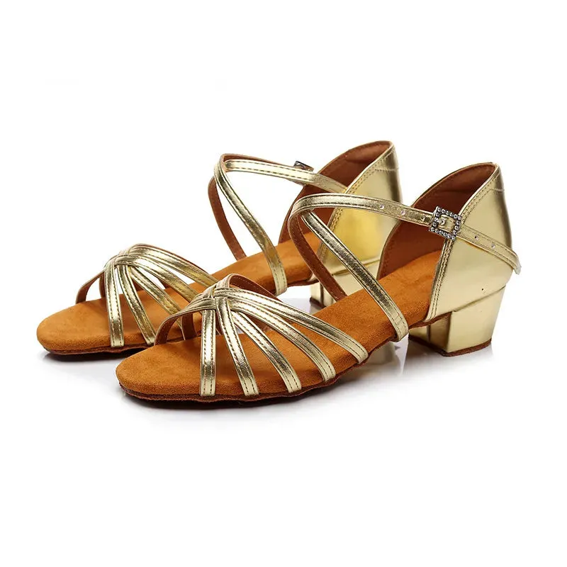 Sapatos De Danca Girl Dance Shoe Summer Kid High Heel Sandal Latin DanceShoe Soft Soled Square Dance Shoe Practice Dancing Shoe