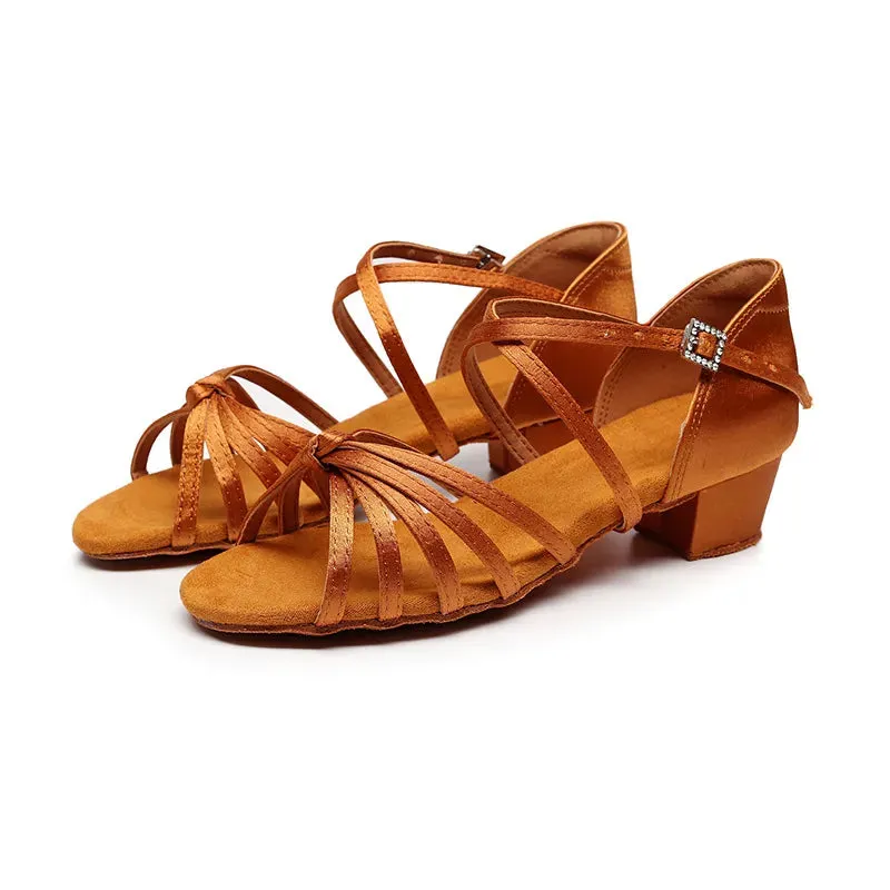 Sapatos De Danca Girl Dance Shoe Summer Kid High Heel Sandal Latin DanceShoe Soft Soled Square Dance Shoe Practice Dancing Shoe