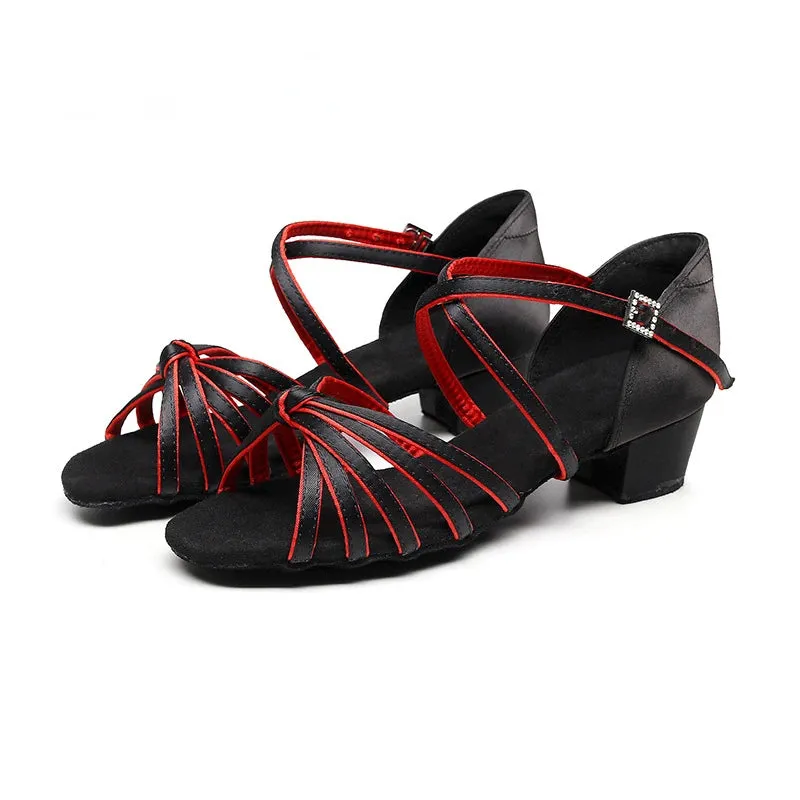 Sapatos De Danca Girl Dance Shoe Summer Kid High Heel Sandal Latin DanceShoe Soft Soled Square Dance Shoe Practice Dancing Shoe