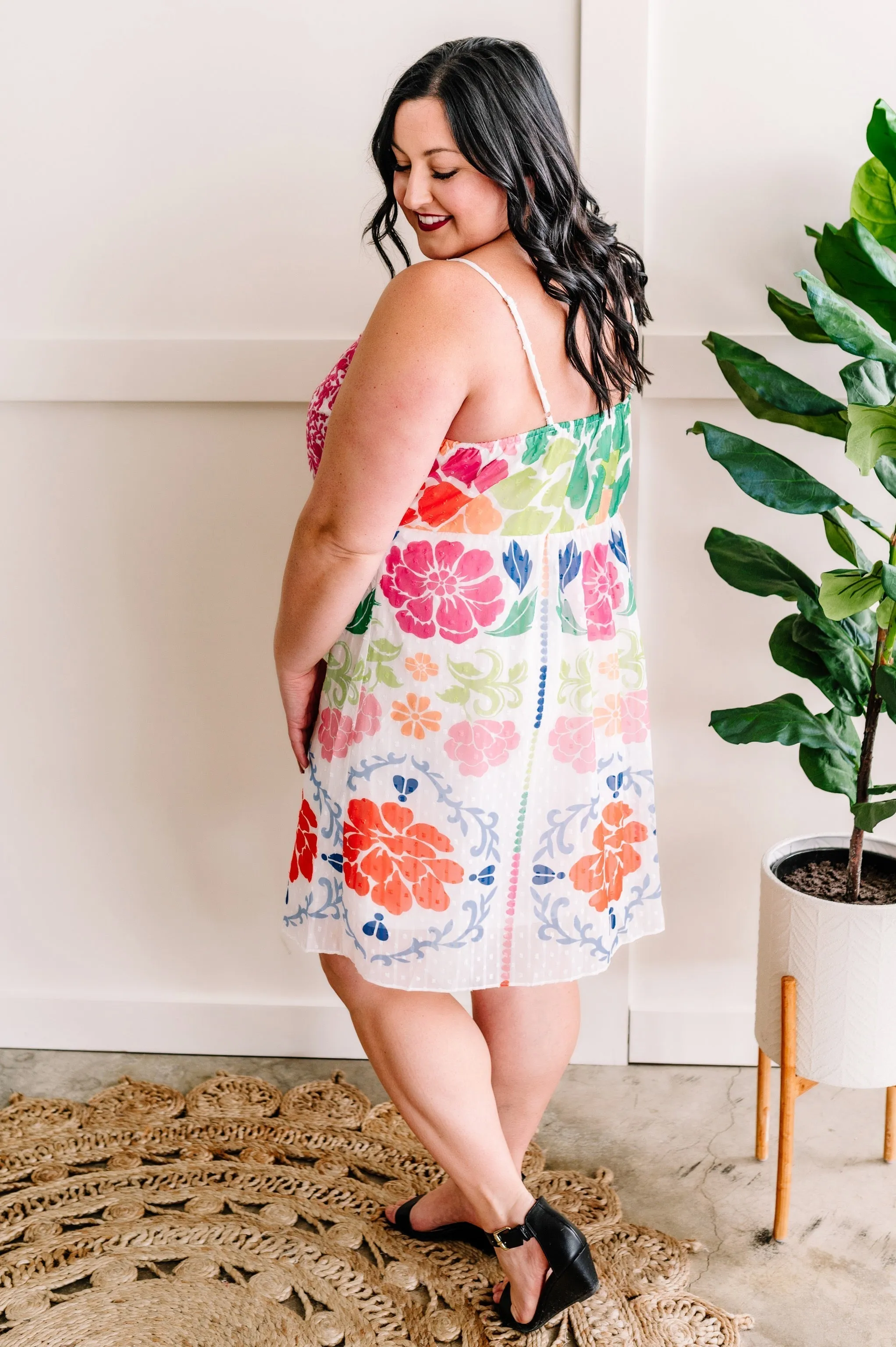 Savanna Jane Embroidered Lined Dress In Bright Summer Days
